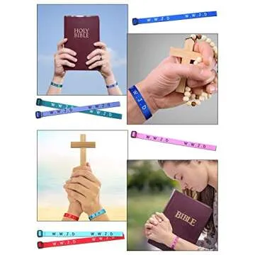 Juinte 100 Pcs WWJD Bracelets What Would Jesus Do Bracelets Webbing Jesus Religious Christian Wristbands 10 Colors Woven Wristbands for Women Men Kids(Vivid Color)