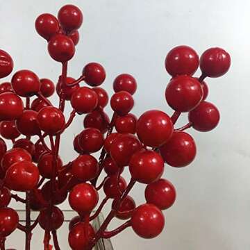 COTOSEY 24 pcs Christmas Berries Stems Artificial Red Berry Stems for Christmas Tree Ornaments Crafts Holiday and Home Decor (Red)