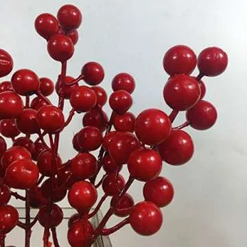 COTOSEY 24 pcs Christmas Berries Stems Artificial Red Berry Stems for Christmas Tree Ornaments Crafts Holiday and Home Decor (Red)