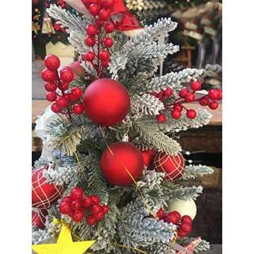 COTOSEY 24 pcs Christmas Berries Stems Artificial Red Berry Stems for Christmas Tree Ornaments Crafts Holiday and Home Decor (Red)