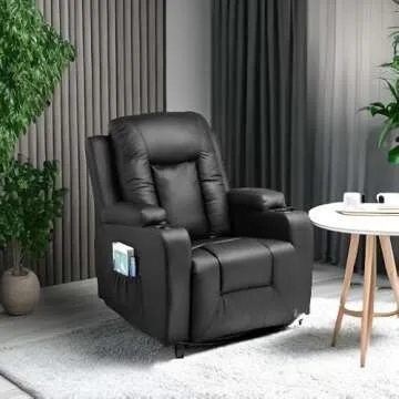 COMHOMA 360° Swivel Leather Recliner with Massage