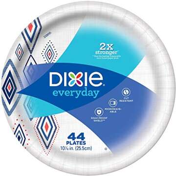 Dixie Large Paper Plates, 10 Inch, 220 Count, 2X Stronger*, Microwave-Safe, Soak-Proof, Cut Resistant, Disposable Plates For Everyday Breakfast, Lunch, & Dinner Meals