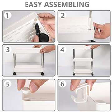 exilot Slim 4 Tier Storage Cart, Under Sink Organizer, Mobile Shelving Unit Organizer, Rolling Utility Cart with Casters Wheels, Multi-purpose Storage Shelf for Bathroom Kitchen Laundry Narrow Places.