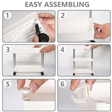 exilot Slim 4 Tier Storage Cart, Under Sink Organizer, Mobile Shelving Unit Organizer, Rolling Utility Cart with Casters Wheels, Multi-purpose Storage Shelf for Bathroom Kitchen Laundry Narrow Places.