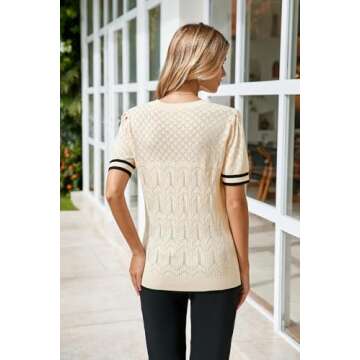 Arach&Cloz Women's Crochet Summer Sweater - Casual & Dressy