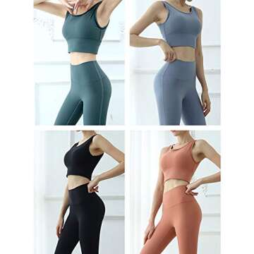 Nesyd Women's 2 Pieces Sports Bra Leggings Set Yoga Suit Activewear Workout Tracksuits Athletic Gym Sportswear Fitness Running Jogging Outfits Exercise Clothes (Black, Medium)