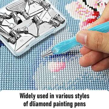 13 Pieces Metal Tip for Diamond Painting Pen, DIY Diamond Painting Metal Pen Tips 6 Styles Drill Pen Replacement Heads 5D DIY Diamond Painting Accessories for Painting Crafts (Silver)