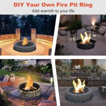 Koutemie Outdoor Smokeless Fire Pit Ring Liner 35-Inch Outer/31-Inch Inner Diameter, Heavy Duty Solid Metal Steel Round Firepit Rim Insert for Outside DIY Campfire Ring Above or In-Ground, Black