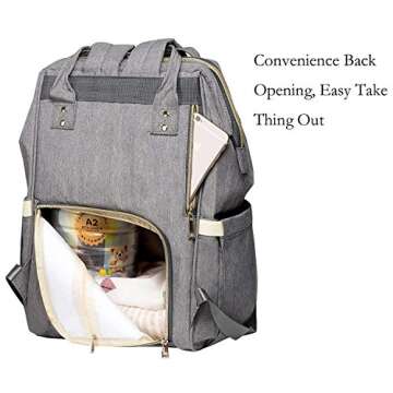 Land Baby Diaper Bag Backpack - Multi-Function Waterproof Maternity Travel Nappy Bags for Baby Care - Large Capacity, Durable and Stylish (Grey)