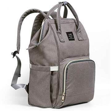 Land Baby Diaper Bag Backpack - Multi-Function Waterproof Maternity Travel Nappy Bags for Baby Care - Large Capacity, Durable and Stylish (Grey)