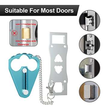 Portable Door Lock for Hotel Door Safety- Metal Hotel Door Locks for Travelers Security-Travel Door ...