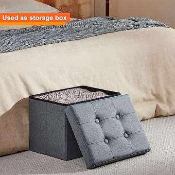 ALASDO Ottoman Storage Ottoman Footrest Stool Small Ottoman with Storage Foldable Ottoman Foot Rest ...