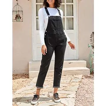 LookbookStore Casual Stretch Denim Bib Summer Overalls Jeans Pants Jumpsuits Comfy Bib Overalls for Women's Overalls Summer Overalls 2024 Denim Jumpsuits Size M Size 8 10