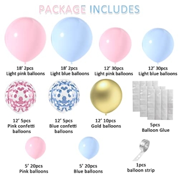 Janinus Pink Blue Balloon Arch Kit for Gender Reveal