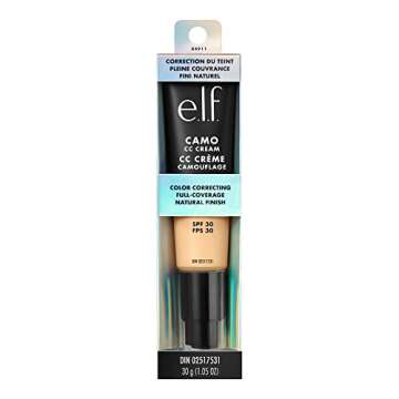 e.l.f. Camo CC Cream, SPF 30 Color-Correcting Medium-To-Full Coverage Face Foundation, Delivers An Airbrushed Finish, Vegan & Cruelty-Free, Fair 140 W