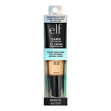 e.l.f. Camo CC Cream, SPF 30 Color-Correcting Medium-To-Full Coverage Face Foundation, Delivers An Airbrushed Finish, Vegan & Cruelty-Free, Fair 140 W