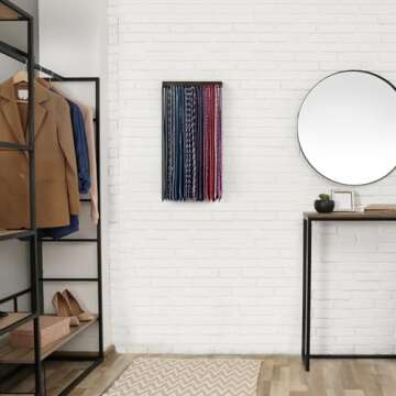 Mkono 2 Packs Tie Rack Wall Mounted Belt Hanger Holder Rustic Wood Tie Organizer for Men Closet Max up 20 Storage for Ties Belts Scarf