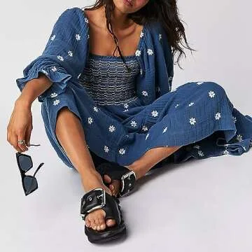 Elegant Floral Embroidered Maxi Dress for Women  