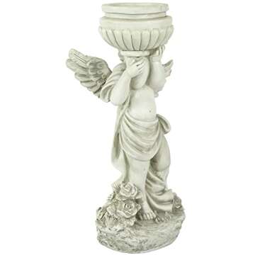 Durable 17.5" Cherub Birdbath Garden Statue
