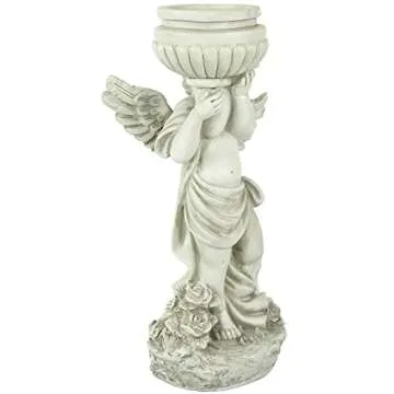 Durable 17.5" Cherub Birdbath Garden Statue