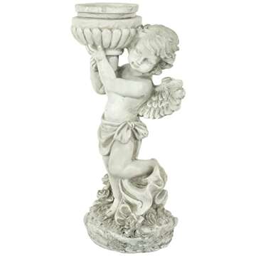 Durable 17.5" Cherub Birdbath Garden Statue