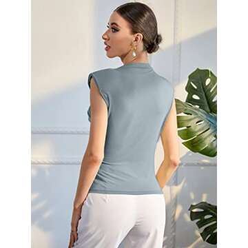 Milumia Women Side Ruched Tank Tops Sleeveless Trendy Tee Shirts Dusty Blue Small