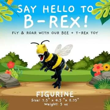 Randimals Animal Figurine Toy Bee & Tyrannosaurus Hybrid Realistic Animal Toys - Unique Mix of Safari Toys & Farm Animals Small Figurines - B-Rex Mini Animal Figures for Kids & Kidults