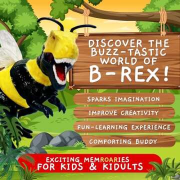 Randimals Animal Figurine Toy Bee & Tyrannosaurus Hybrid Realistic Animal Toys - Unique Mix of Safari Toys & Farm Animals Small Figurines - B-Rex Mini Animal Figures for Kids & Kidults