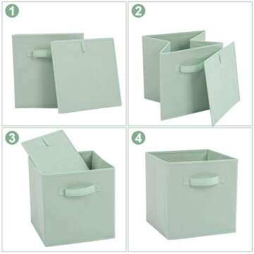 Stero Fabric Storage Bins 6 Pack Fun Colored Durable Storage Cubes with Handles Foldable Cube Baskets for Home, Kids Room, Closet and Toys Organization Cyan, Green, Yellow, Purple, Pink and Peachpuff