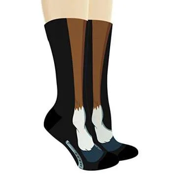 ThisWear Funny Novelty Socks Horse Legs & Horseshoe Socks Horse Lover Gifts for Women 1-Pair Novelty...