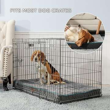 Bedsure Memory Foam Dog Bed for Medium Dogs - Orthopedic Waterproof Pet Mat for Crate with Removable Washable Cover and Nonskid Bottom - Water-Resistant Plush Flannel Fleece Top Pet Bed, Grey