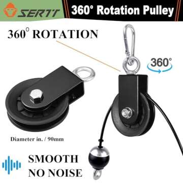 LAT and Lift Pulley System Gym, SERTT Upgraded DIY Fitness Pulley Cable Machine Attachment for Triceps Pull Downs, Biceps Curl, Forearm, Shoulder - Home Gym Exercise Pulley System Equipment