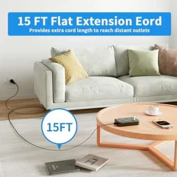 10 IN1 Extension Cord with Multiple Outlets NTONPOWER Flat Plug Power Strip with 4 USB Ports(Include...