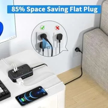 10 IN1 Extension Cord with Multiple Outlets NTONPOWER Flat Plug Power Strip with 4 USB Ports(Include 2 USB C) 15 Ft Extension Cord with USB Ports Surge Protector Power Strip with Flat Cord 6 Outlet