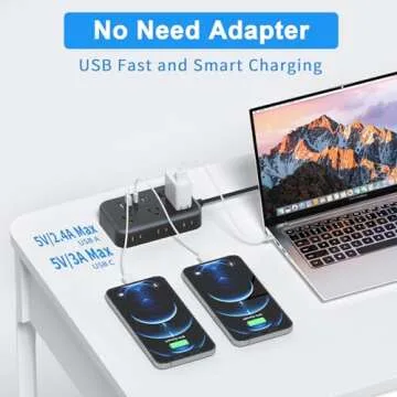 10 IN1 Extension Cord with Multiple Outlets NTONPOWER Flat Plug Power Strip with 4 USB Ports(Include 2 USB C) 15 Ft Extension Cord with USB Ports Surge Protector Power Strip with Flat Cord 6 Outlet