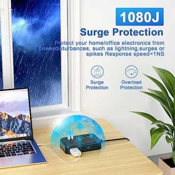 10 IN1 Extension Cord with Multiple Outlets NTONPOWER Flat Plug Power Strip with 4 USB Ports(Include 2 USB C) 15 Ft Extension Cord with USB Ports Surge Protector Power Strip with Flat Cord 6 Outlet