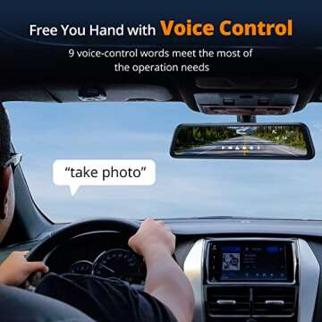 Kingslim DL12 Pro 4K Mirror Dash Cam, 12" Front and Rear View Camera for Cars with Dual Sony Sensor, GPS, Super Night Vision, Backup Camera and Parking Assistant, Black