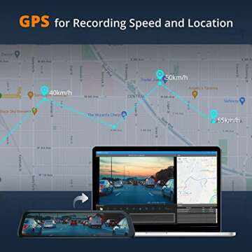 Kingslim DL12 Pro 4K Mirror Dash Cam, 12" Front and Rear View Camera for Cars with Dual Sony Sensor, GPS, Super Night Vision, Backup Camera and Parking Assistant, Black