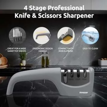 Amesser 4-in-1 Knife Sharpener for razor-sharp knives