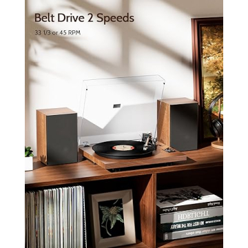 1 by ONE Turntable with Speakers and Bluetooth Connectivity