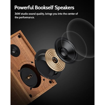 1 by ONE Turntable with Speakers and Bluetooth Connectivity