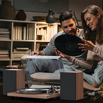 1 by ONE Turntable with Speakers and Bluetooth Connectivity