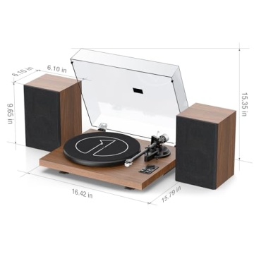 1 by ONE Turntable with Speakers and Bluetooth Connectivity