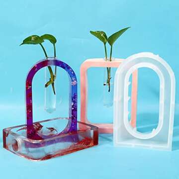 NUOMI Tube Vase Holder Resin Mold for Plant Propagation Station, Hollow Shape Epoxy Resin Casting Mold for Hydroponic Flower Home Office Decor, Arch