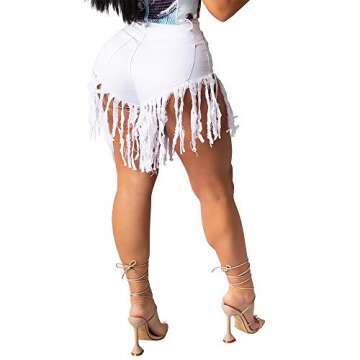 PINSV Women's Summer High Waisted Frayed Raw Hem Jean Shorts