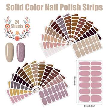 JERCLITY 336 Pieces 24 Sheets Classic Retro Solid Color Nail Polish Strips Glitter Nail Wraps with N...