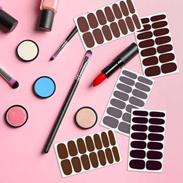 JERCLITY 336 Pieces 24 Sheets Classic Retro Solid Color Nail Polish Strips Glitter Nail Wraps with Nail File Self-Adhesive Dark Nail Stickers Full Nail Wraps for Women Girls Nail Art