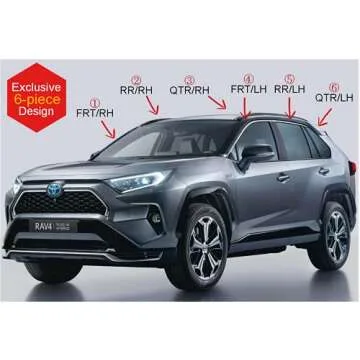 AUTOCLOVER Tape-On Rain Guards Window Visors 6 Pcs Set for Toyota Rav4 2019 2020 2021 2022 2023 2024 / Window Deflectors, Out-Channel Vent Shades (Smoked)