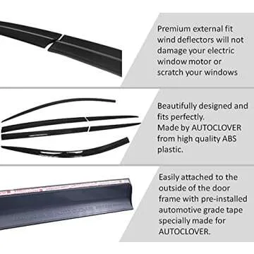 AUTOCLOVER Tape-On Rain Guards Window Visors 6 Pcs Set for Toyota Rav4 2019 2020 2021 2022 2023 2024 / Window Deflectors, Out-Channel Vent Shades (Smoked)