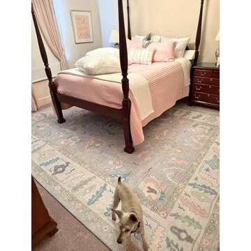 Modern Oushak Rug, Vintage Turkish Colorful Oriental Antique Inspired Area Rugs, Luxury Washable Liv...